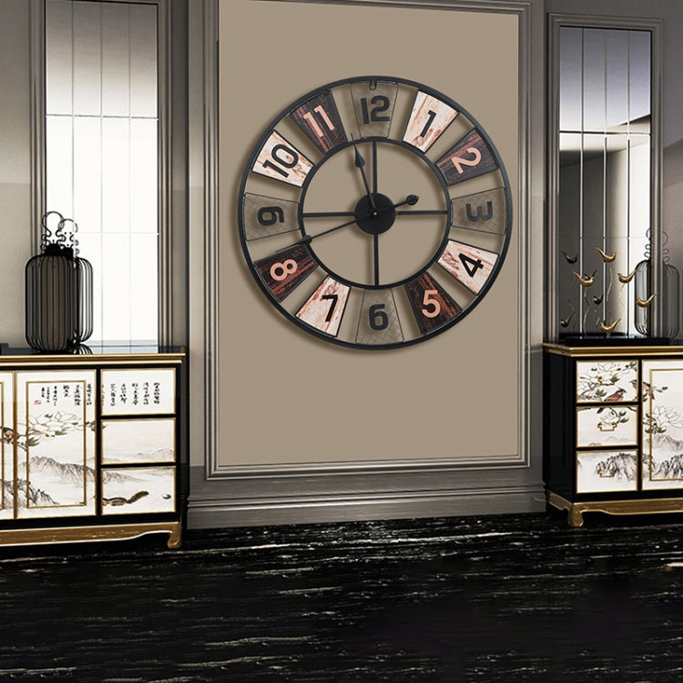 YX2023 60cm Wrought Iron Retro Living Room Decoration Round Metal Wall Clock