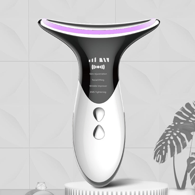 Neck Wrinkle Removal And Neck Beauty Home Use Facial Eye And Neck Lifting And Firming Color Light Introduction Massage Device(White)