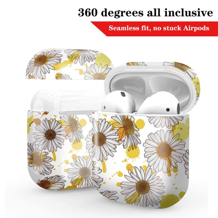 2 PCS 003 Small Daisy PC Hard Shell Water Stickers Protective Cover For AirPods 1/2