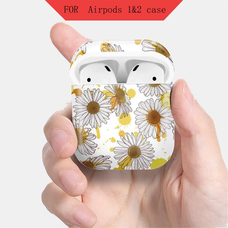 2 PCS 003 Small Daisy PC Hard Shell Water Stickers Protective Cover For AirPods 1/2