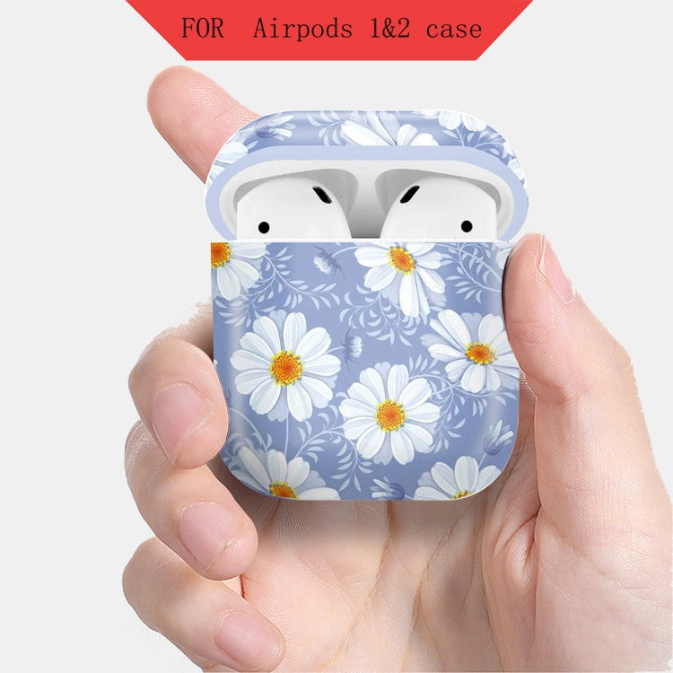 2 PCS 003 Small Daisy PC Hard Shell Water Stickers Protective Cover For AirPods 1/2
