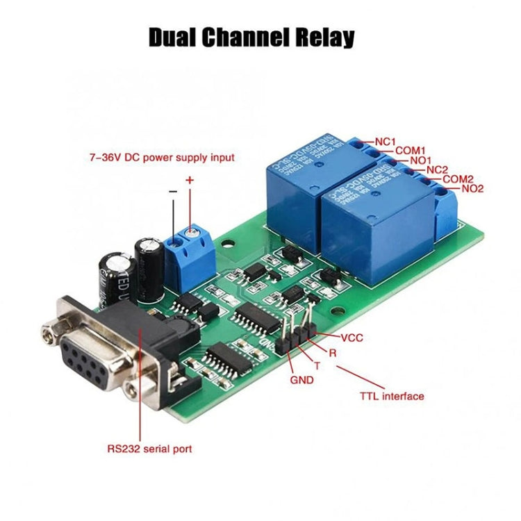 YYE-2 Single-Chip Serial Communication Dual-Way Relay Module Board Computer Control Switch PLC