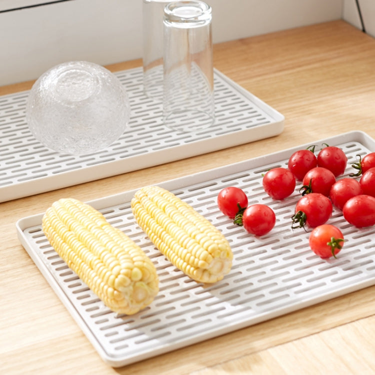 Multifunctional Large Drain Tray Creative Tray Plastic Dinner Plate Double Drain Basket(Light Grey)