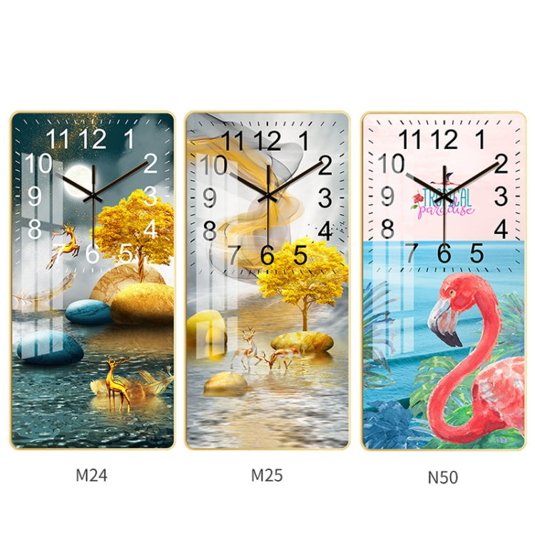 Rectangular Crystal Ceramic Clock Study Living Room Wall Clock Household Simple Clock