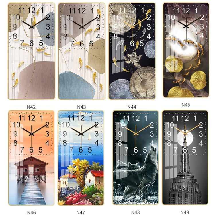 Rectangular Crystal Ceramic Clock Study Living Room Wall Clock Household Simple Clock
