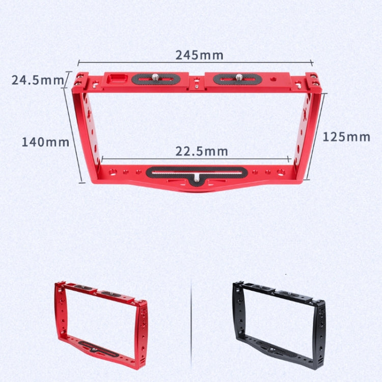 Diving Dual Handheld Grip Bracket Stabilizer Extension Phone Clamp Camera Rig Cage Underwater Case for GoPro HERO9 /8 /7, Colour: Red