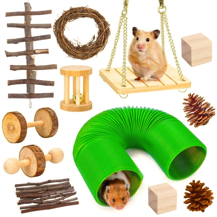 12 PCS / Set Hamster Toy Pet Rabbit Guinea Pig Parrot Play Grinding Wood Toys