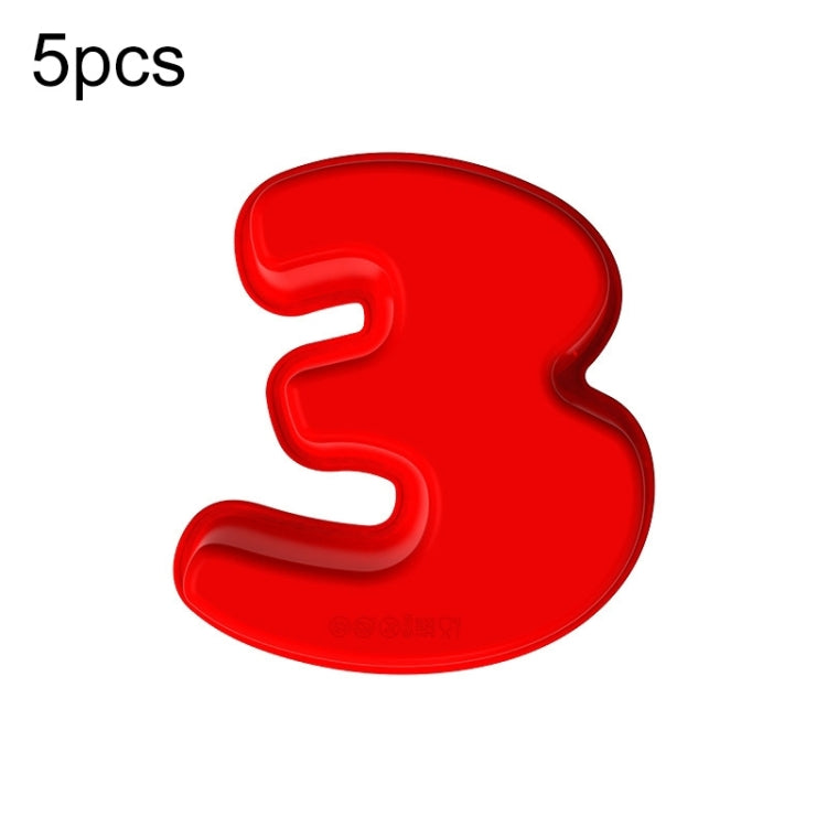 5 PCS Food Grade Silicone Cake Mould Digital Chocolate Biscuit Baking Mould, Specification: Number 3
