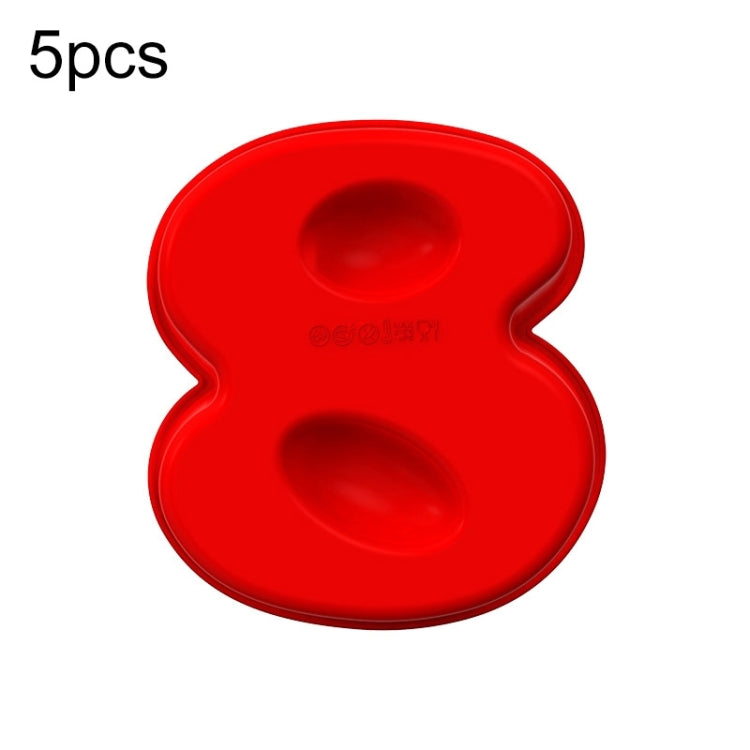 5 PCS Food Grade Silicone Cake Mould Digital Chocolate Biscuit Baking Mould, Specification: Number 8