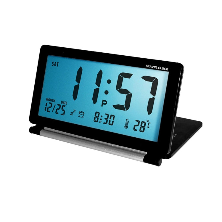 AQ147 Folding Travel Electronic Clock With Night Light Ultra-thin Silent Portable Flip Perpetual Calendar Alarm Clock