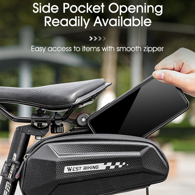 1.8L West Biking Cycling Tail Bag Bicycle Hard Shell Bag Quick Release Bracket Bag Silicone Non-Slip Large Capacity Tail Bag(Black)