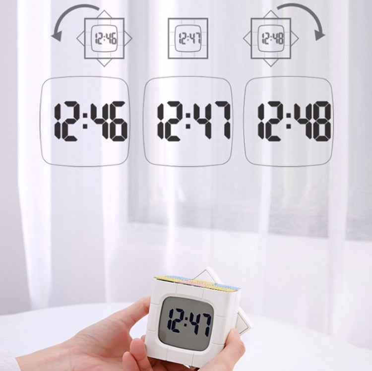 Rubik Cube Electronic Snooze Alarm Clock Mini Wake-Up Night Light, Colour: White+Black Screen
