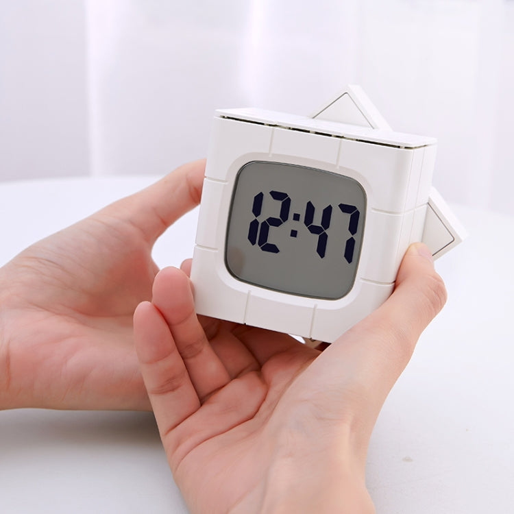 Rubik Cube Electronic Snooze Alarm Clock Mini Wake-Up Night Light, Colour: White+Black Screen