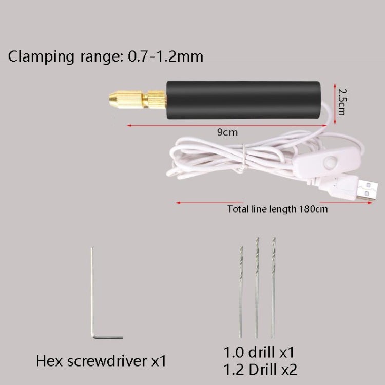 Household Mini Electric Drilling Handheld Jade Polishing Engraving Tool Electric Grinder(Electric Drill+3 Drills+Wrenches)