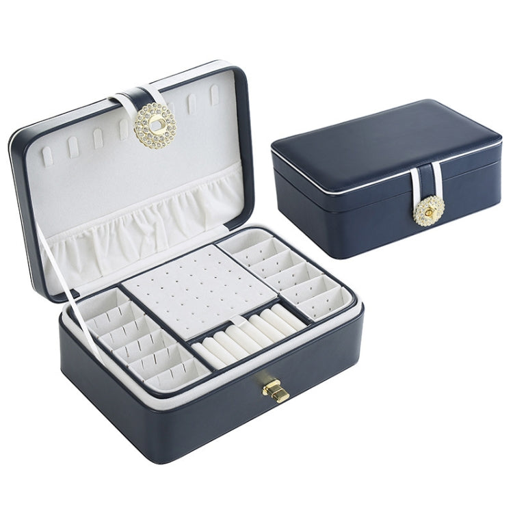 zk-0025 Multifunctional Double Layer PU Large Capacity Earring Ring Jewelry Box