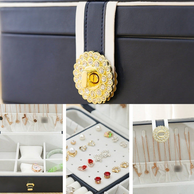 zk-0025 Multifunctional Double Layer PU Large Capacity Earring Ring Jewelry Box