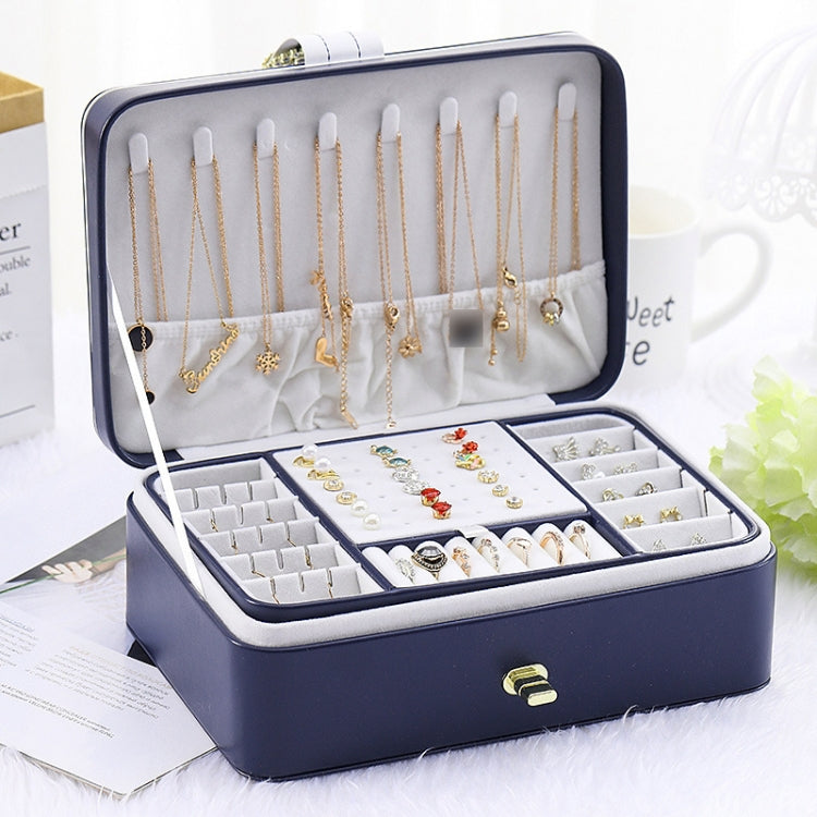 zk-0025 Multifunctional Double Layer PU Large Capacity Earring Ring Jewelry Box
