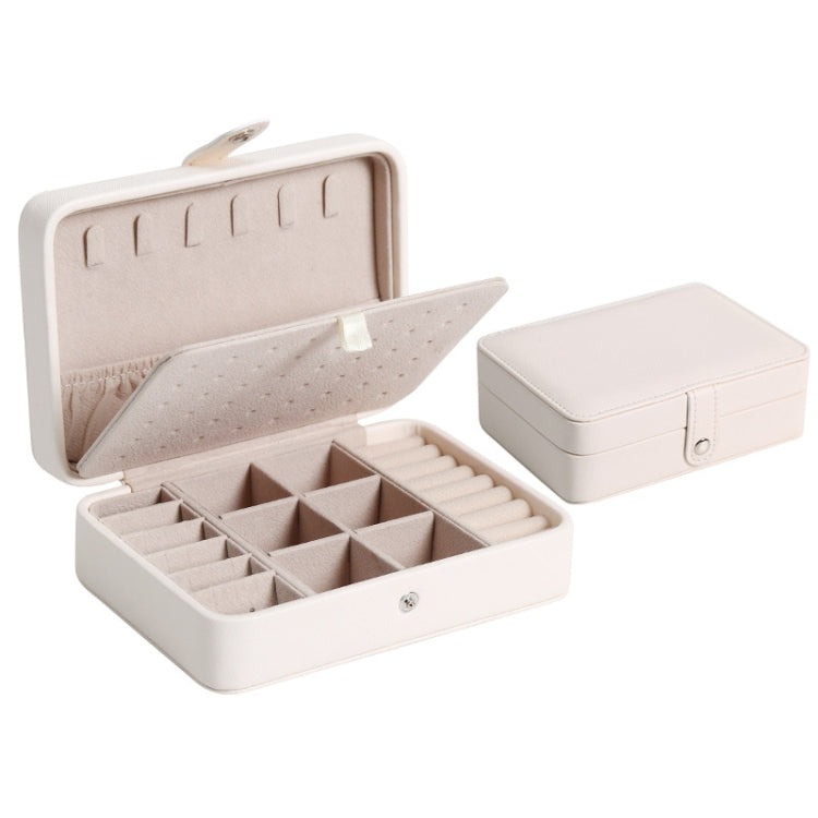 Double-Layer Leather Portable Simple Earrings Ring Jewelry Storage Box, Specification: 16 x 11 x 5cm