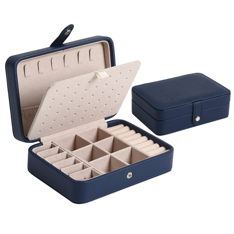 Double-Layer Leather Portable Simple Earrings Ring Jewelry Storage Box, Specification: 16 x 11 x 5cm