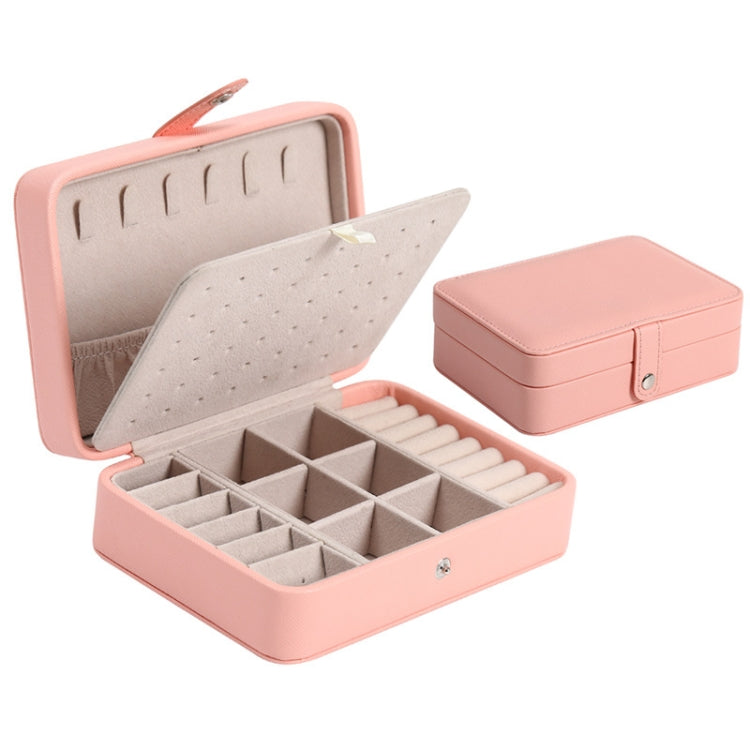 Double-Layer Leather Portable Simple Earrings Ring Jewelry Storage Box, Specification: 16 x 11 x 5cm