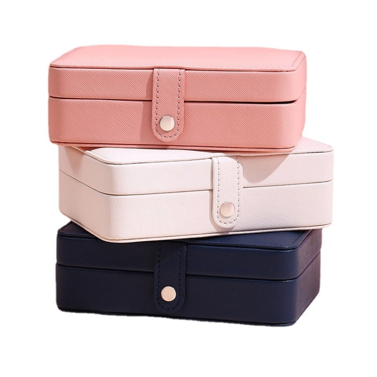 Double-Layer Leather Portable Simple Earrings Ring Jewelry Storage Box, Specification: 16 x 11 x 5cm