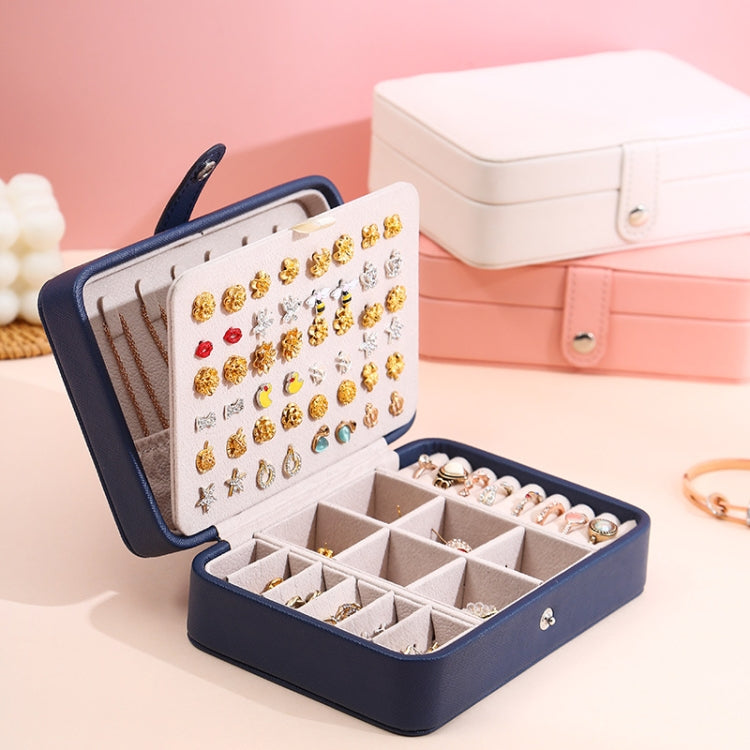 Double-Layer Leather Portable Simple Earrings Ring Jewelry Storage Box, Specification: 16 x 11 x 5cm