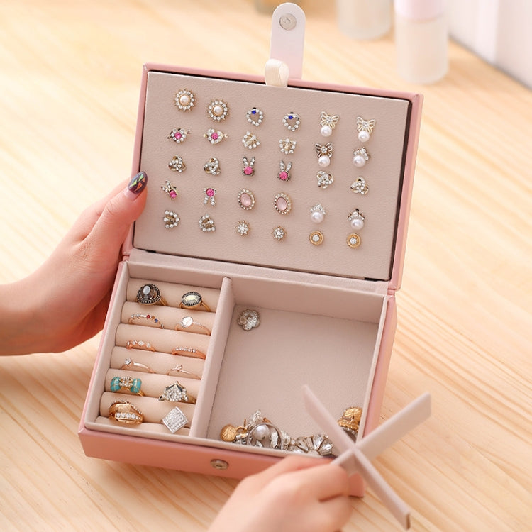 Portable Princess Style Jewelry Box Small Simple Earrings Ring Storage Box, Specification: 16.5x11.5x5.8cm