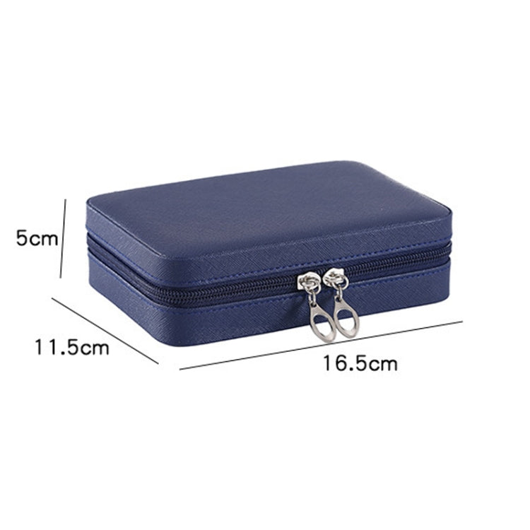 PU Leather Simple Portable Zipper Jewelry Box With Makeup Mirror