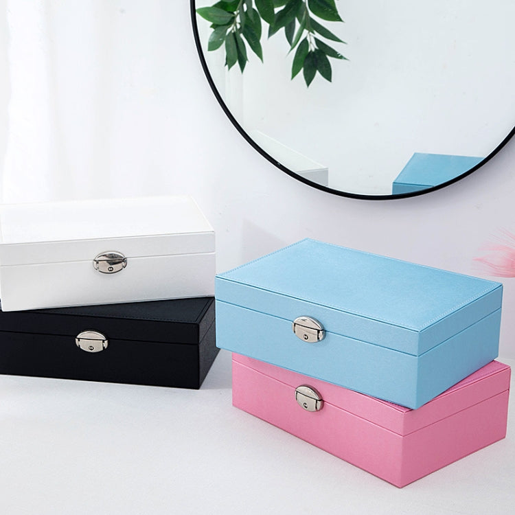 Portable Drawer Type Double-Layer PU Leather Jewelry Box(Black)