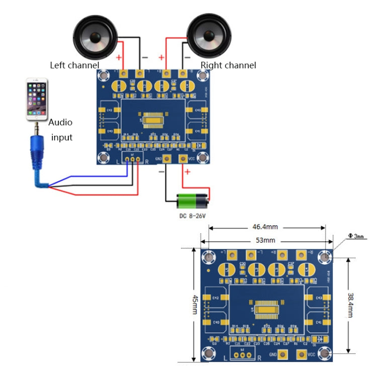2 PCS XH-A232 Dual-Channel 20W High Power Digital Board MP3 Audio Power Amplifier Board Module