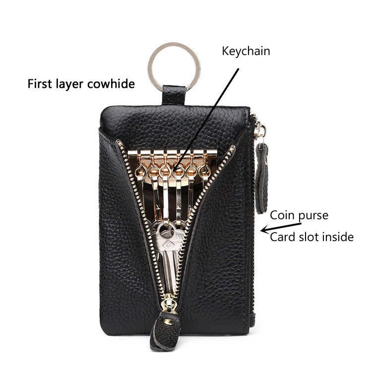 Men Leather Multifunctional Coin Purse Household Large-capacity Key Card Case