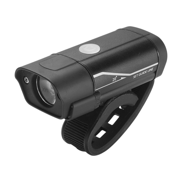 YP0825021 350 Lumens Bicycle Headlight USB Rechargeable Aluminum Night Riding Warning Light Riding Flashlight(Black)