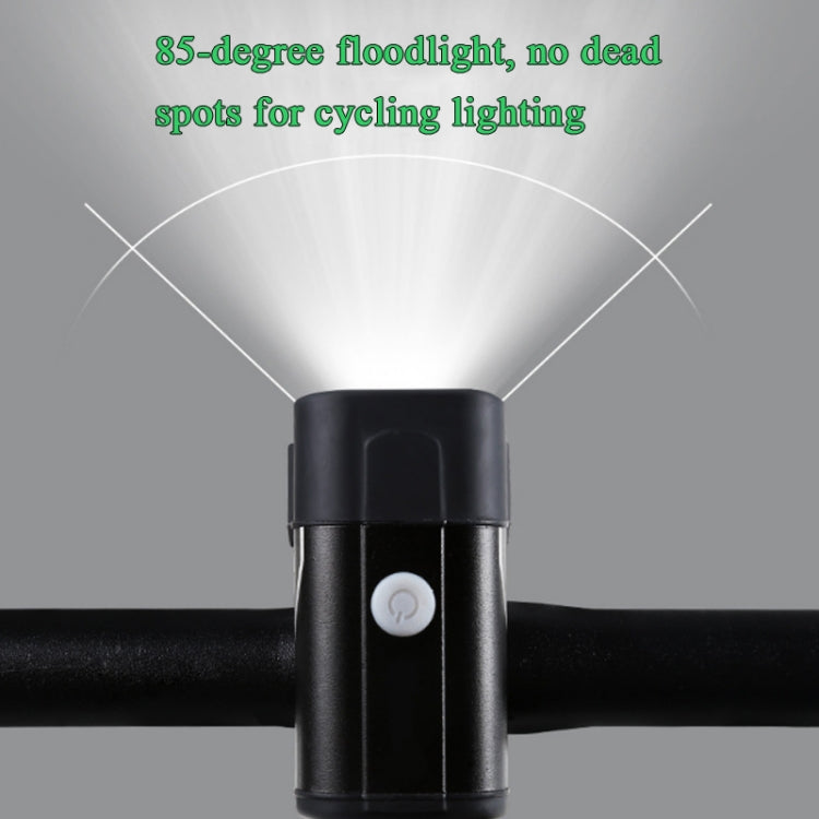 YP0825021 350 Lumens Bicycle Headlight USB Rechargeable Aluminum Night Riding Warning Light Riding Flashlight(Black)