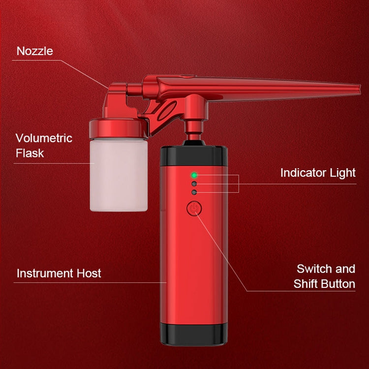 BS-1200 Nano High-pressure Water Replenishment Instrument Oxygen Injection Instrument Handheld Facial Beauty Instrument(Red Black)