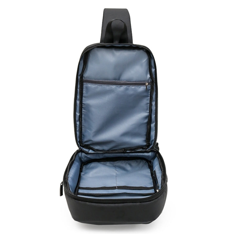 Men Sports Shoulder Chest Bag Stitching Waterproof Crossbody Bag with External USB Port