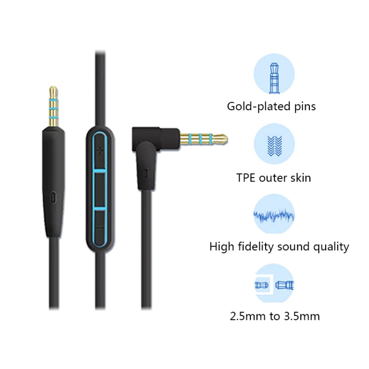 3 PCS 3.5mm to 2.5mm Audio Cable with Mic For Bose QC25/QC35/OE2, Length: 1.4m