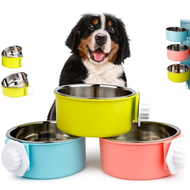 2 PCS Pet Feeder Stainless Steel Dog Cat Bowl Hanging Fixed Dog Bowl Food Utensils, Specification: Large With  Steel Bowl(Random Color)