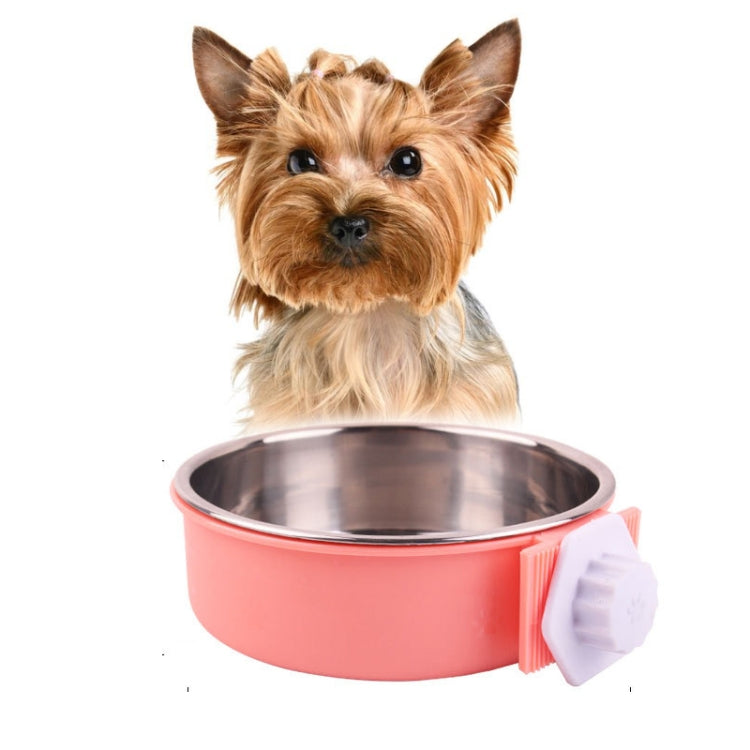 2 PCS Pet Feeder Stainless Steel Dog Cat Bowl Hanging Fixed Dog Bowl Food Utensils, Specification: Small With  Steel Bowl(Random Color)