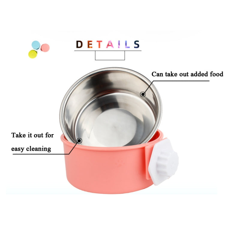 2 PCS Pet Feeder Stainless Steel Dog Cat Bowl Hanging Fixed Dog Bowl Food Utensils, Specification: Small With  Steel Bowl(Random Color)