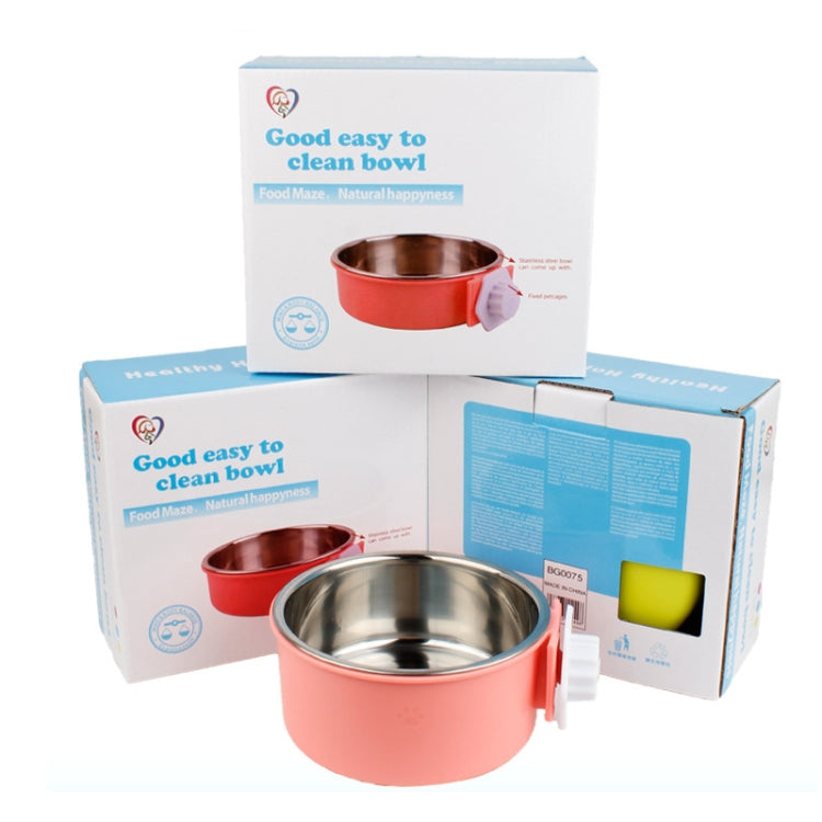 2 PCS Pet Feeder Stainless Steel Dog Cat Bowl Hanging Fixed Dog Bowl Food Utensils, Specification: Small With  Steel Bowl(Random Color)