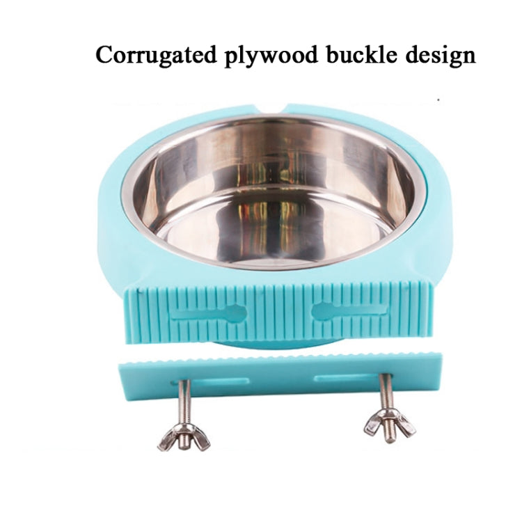 Stainless Steel Pet Bowl Hanging Bowl Anti-Overturning Dog Cat Bowl Feeder, Specification: Large (Blue)
