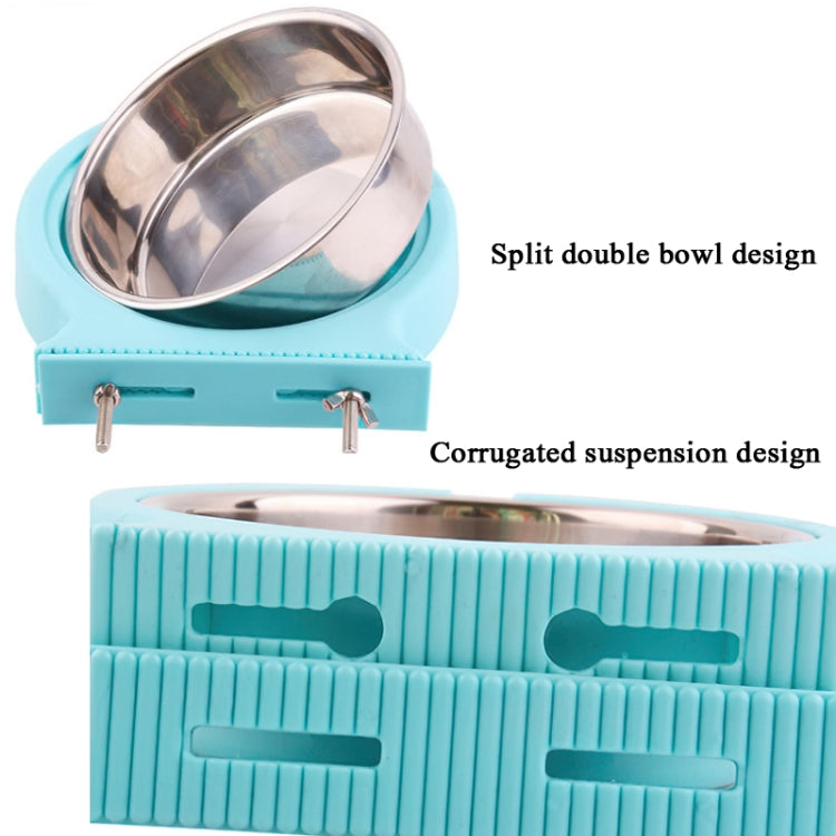 Stainless Steel Pet Bowl Hanging Bowl Anti-Overturning Dog Cat Bowl Feeder, Specification: Small (Blue)