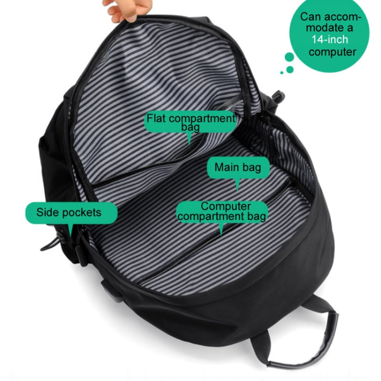 Men Oxford Backpack Business Computer Bag with External USB Port