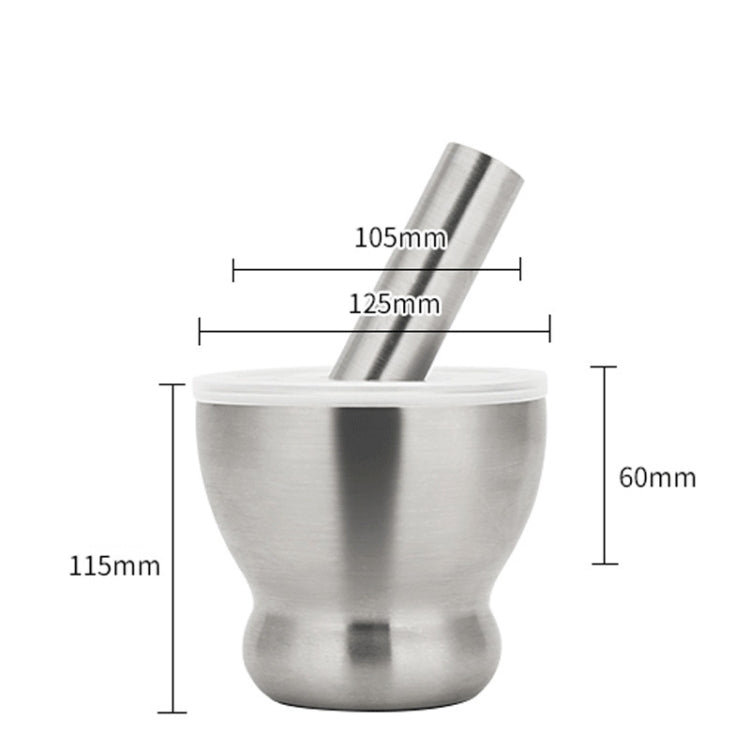 Kitchen 304 Stainless Steel Garlic Masher Spice Bean Nut Grinder, Specification: Big Bowl Shape