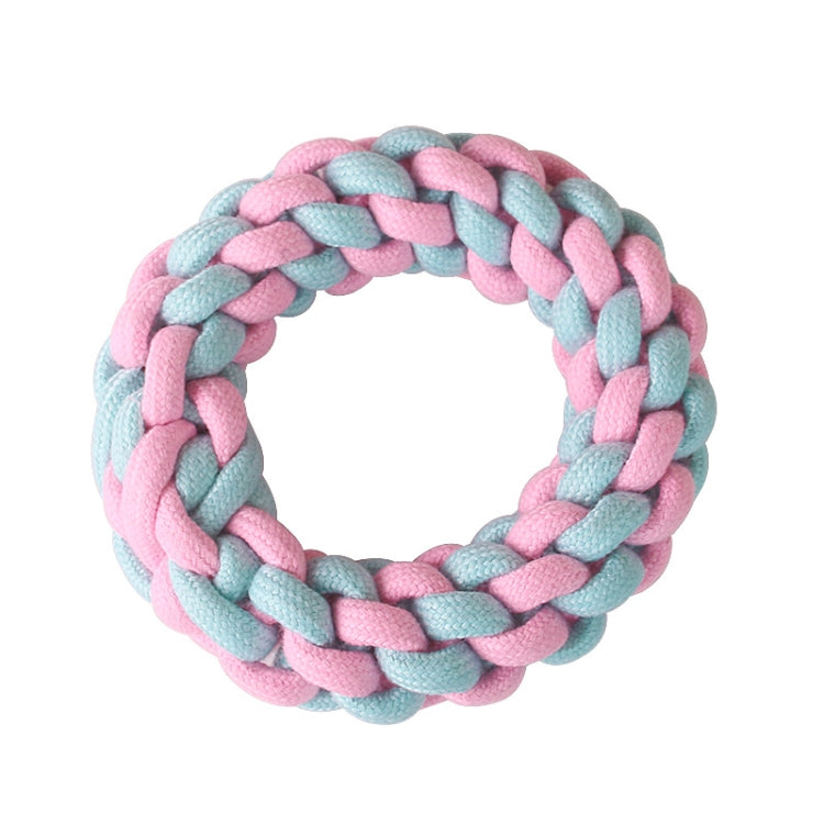 3 PCS Donut Dog Molar Teeth Cleaning Toy Candy Color Woven Cotton Rope