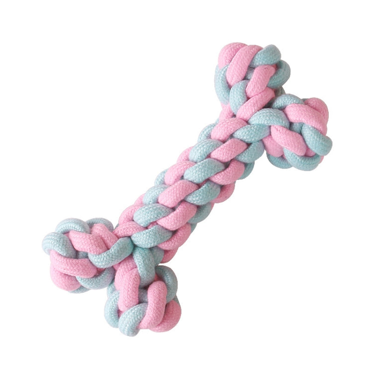 3 PCS Bone Dog Molar Teeth Cleaning Toy Candy Color Woven Cotton Rope