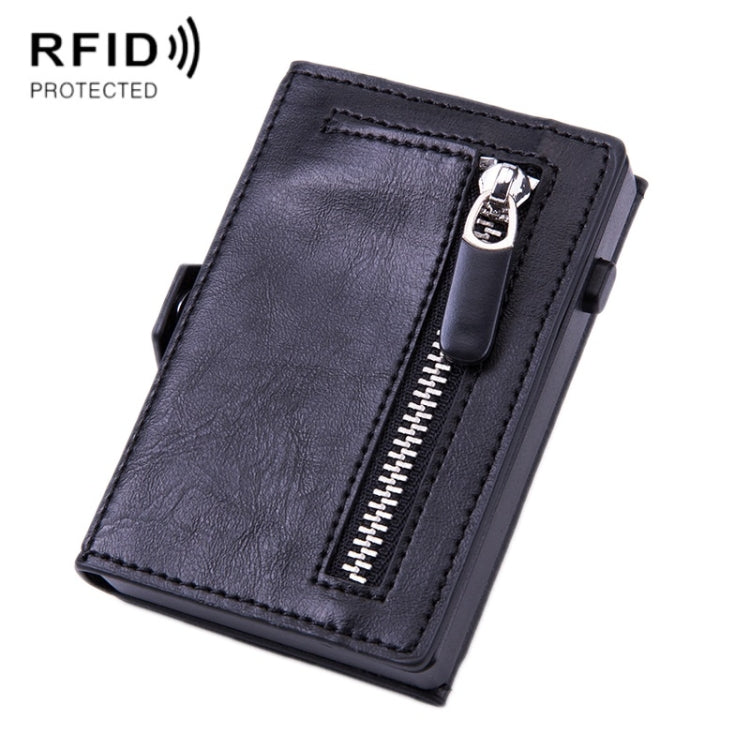 Men PU Leather Short Zipper RFID Wallet