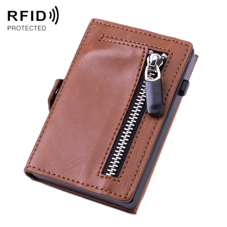 Men PU Leather Short Zipper RFID Wallet