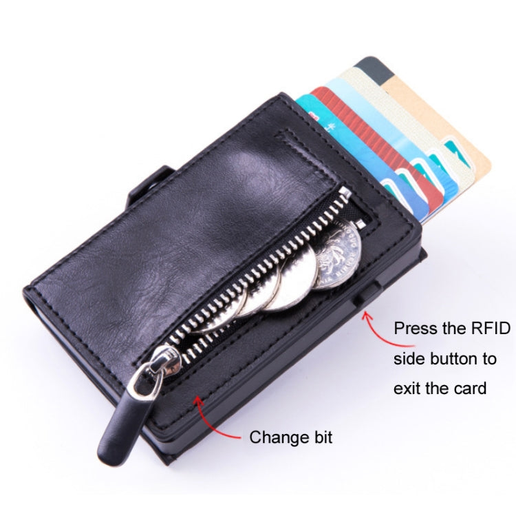 Men PU Leather Short Zipper RFID Wallet