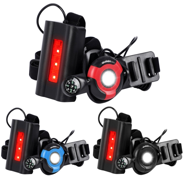 WEST BIKING YP0701264 Outdoor Sports Running Light With Compass Camera Buckle Night Running Highlight Chest Warning Light(Black)